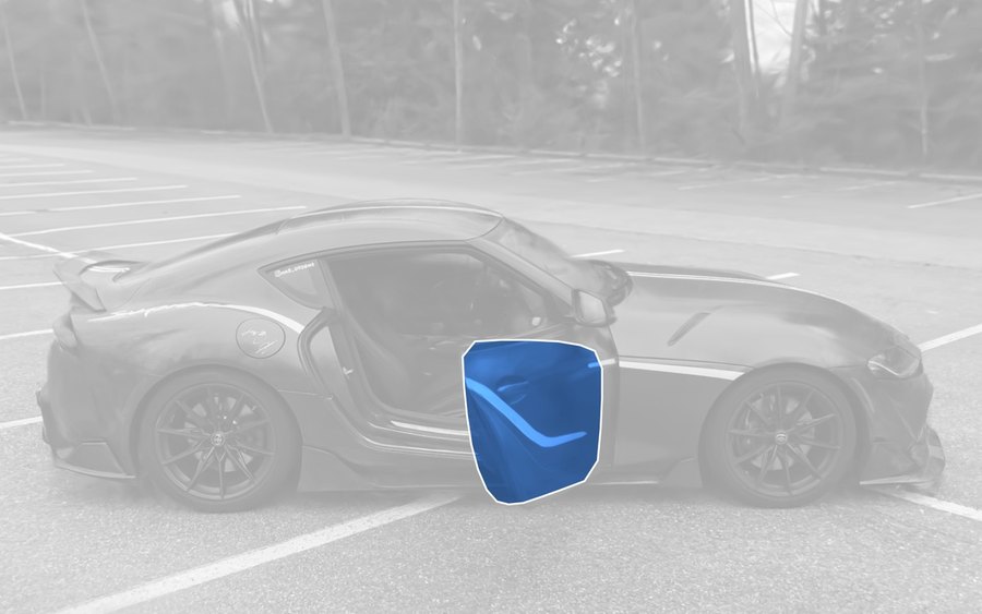 Car with the right door's open state highlighted