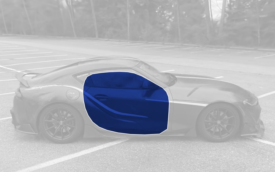 Car with the right door's closed state highlighted